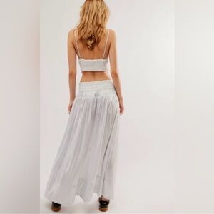 Free People 2-Piece Aster Skirt Set with Smocked Bralette Top Ivory Small